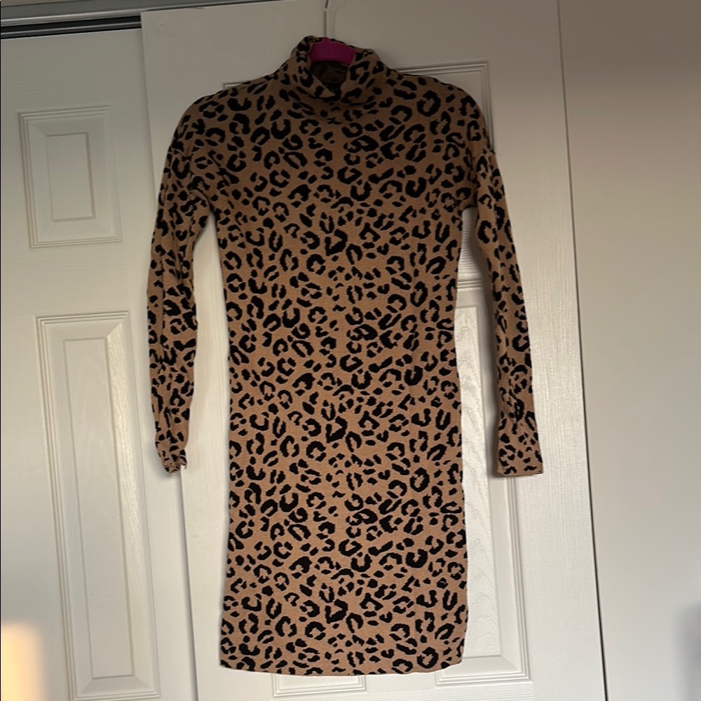 Leopard Print Tan Dress